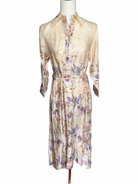 Women's Dream Catcher Floral Maxi Dress, Size 38, Beige and Purple